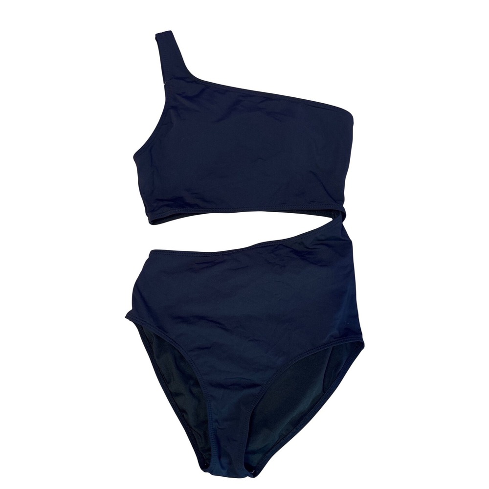 Younique Womens Black One Shoulder Cut Out One Piece Swimsuit, Size S